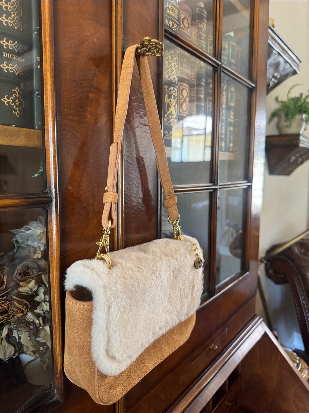 Mark & Graham Sloane Suede and Shearling Shoulder Bag - New! - Picture 3 of 7